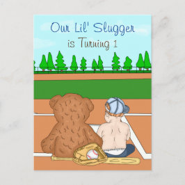 Das Baseball-Debüt zum ersten Geburtstag Postkarte