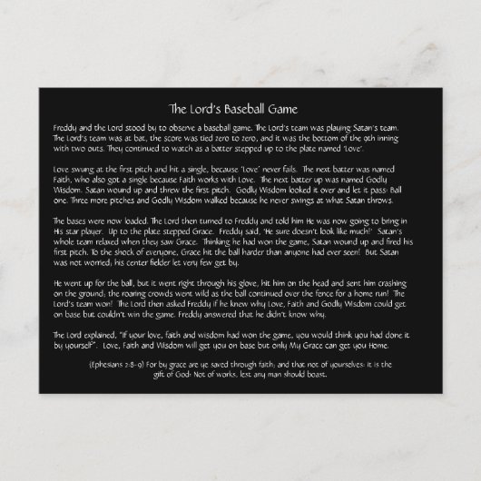 Das Baseballspiel des Herrn - Postkarte (Vorderseite)