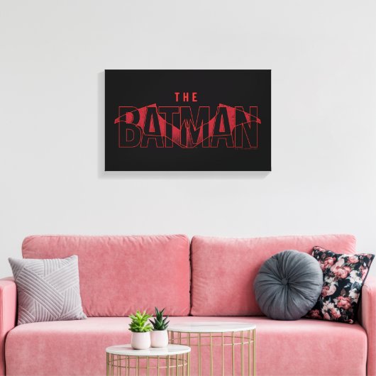 Das Batman Bat Overlaid-Logo Leinwanddruck (Insitu (Wohnzimmer))