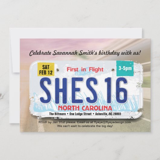 Das Bday des Mädchens 16. North Einladung (Vorderseite)
