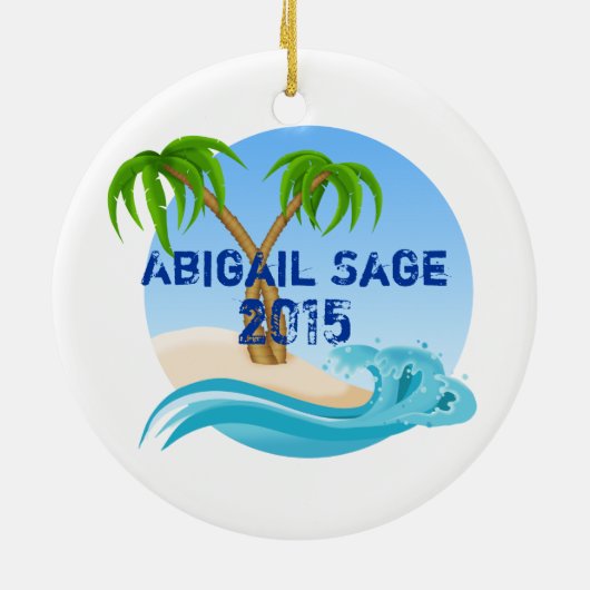 Das Beach Bum Personalisiert tropische Weihnachten Keramik Ornament (Hinten)