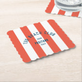 Das Beach Club Wappen Orange Red Cabana Strip Untersetzer (angewinkelt)