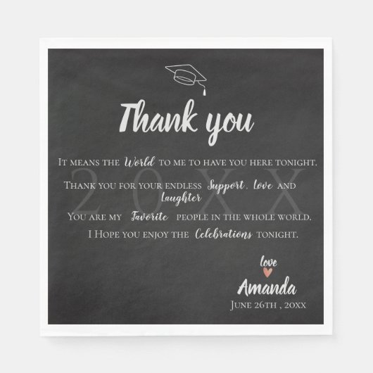 "Das bedeutet für mich die Welt" Abschluss Danke Serviette (Vorderseite)