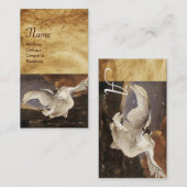 Das bedrohte Swan-Monogramm, Lila Perlenpapier Visitenkarte (Vorne/Hinten)