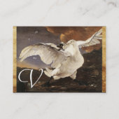 Das bedrohte Swan-Monogramm, Lila Perlenpapier Visitenkarte (Rückseite)