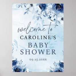 Das Begrüßungszeichen des jungen Blauen Babydusche Poster