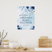 Das Begrüßungszeichen des jungen Blauen Babydusche Poster (Küche)