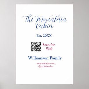 Das Berghütten-Familienname Q R WiFi-Scan Poster