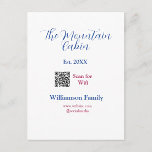 Das Berghütten-Familienname Q R WLAN-Scan Postkarte
