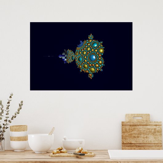 Das berühmte Mandelbrot-Set in dunkelblau Poster (Küche)