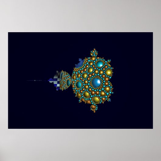 Das berühmte Mandelbrot-Set in dunkelblau Poster (Vorne)