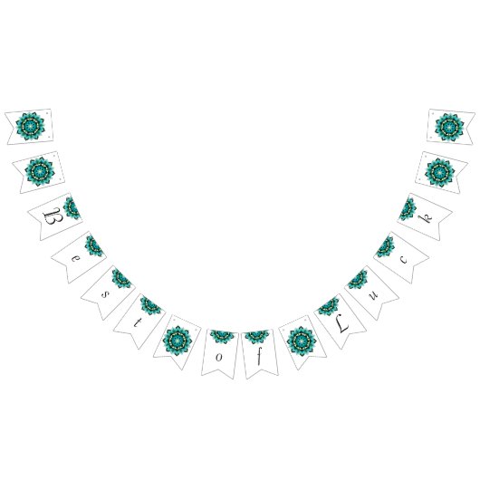 Das Beste aus Glück. Mandala in Aqua Wimpelkette (Alle)