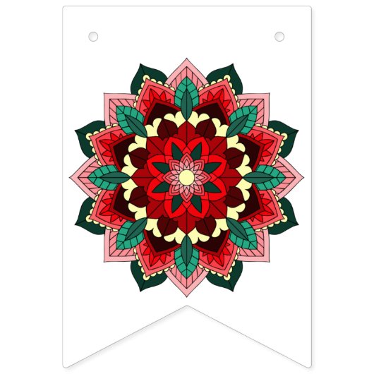 Das Beste aus Glück. Mandala in rot Wimpelkette (Erste Fahne)