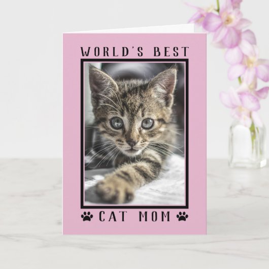 Das beste Cat Mama Happy Birthday Foto Pink Karte (Orchidee)