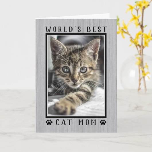 Das beste Cat Mama Happy Birthday Foto Rustikal Karte (Gelbe Blume)