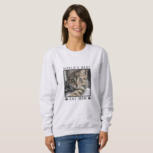 Das beste Cat-Mama-Pad Prints Pet-Foto der Welt Sweatshirt (Vorne ganz)