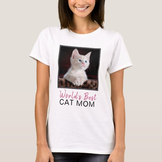 Das beste Cat Mama Square Cat Foto der Welt T-Shirt (Vorderseite)