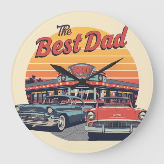 Das beste Dad Diner Große Wanduhr (Vorderseite)