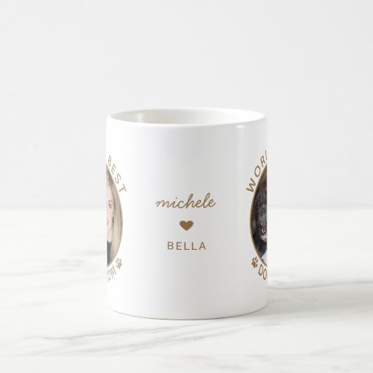Das beste Dog Mama Gold Individuelle Name Pet Foto Kaffeetasse (Mittel)