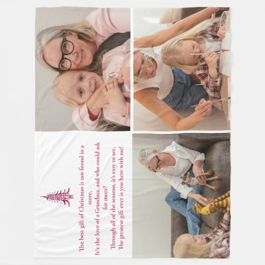 Das beste Geschenk, Oma, Weihnachten Pagode 3-Foto Fleecedecke (Vorderseite)