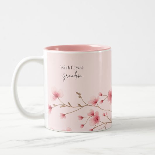 Das beste Grandma der Welt - Pastel und Blumen Per Zweifarbige Tasse (Links)