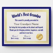 Das beste Grandpa-Zertifikat der modernen Funny Wo Fotoplatte (Vorderseite)