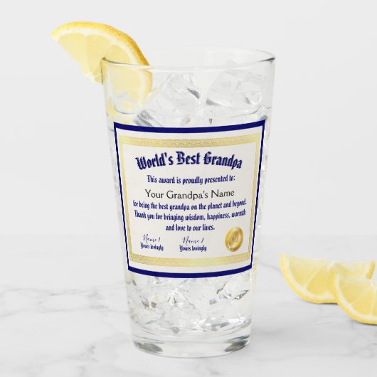 Das beste Grandpa-Zertifikat der modernen Funny Wo Glas (Vorderseite Ice)