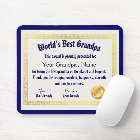 Das beste Grandpa-Zertifikat der modernen Funny Wo Mousepad (Mit Mouse)