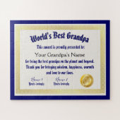 Das beste Grandpa-Zertifikat der modernen Funny Wo Puzzle (Horizontal)