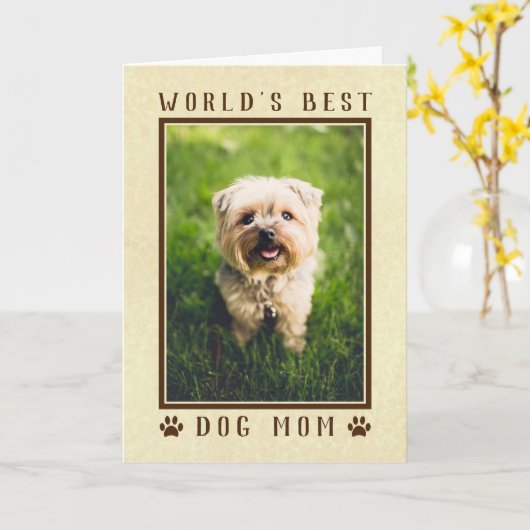 Das beste Hund-Mama-Happy Birthday Foto Gold Karte (Gelbe Blume)