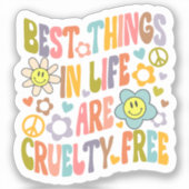 Das Beste im Leben ist grausam frei, Retro Vegan Aufkleber (Vorderseite)
