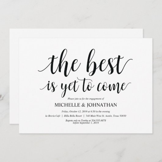 Das Beste ist noch zu erreichen, lädt die Engageme Einladung (Vorne/Hinten)