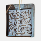 Das Beste ist noch zu kommen, glückliche Liebe Keramikornament (Links)