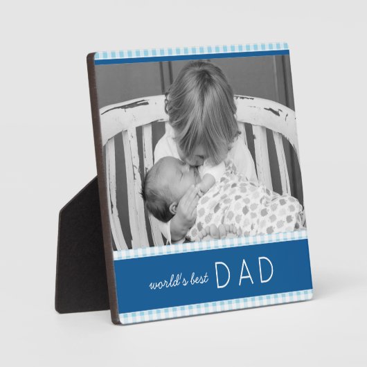 Das beste Kariert Blue Personalisiert Foto der Wel Fotoplatte (Vorderseite)