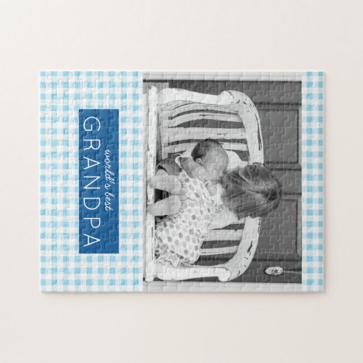 Das beste Karierte Foto der Welt für Opa Blue Puzzle (Horizontal)