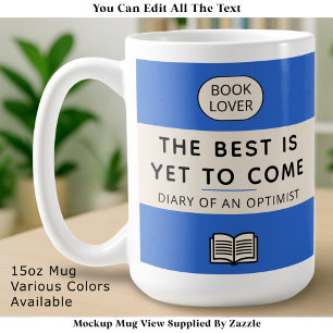 Das Beste kommt noch Retro-Paperback-Cover Blau Kaffeetasse