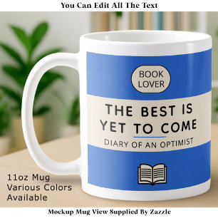 Das Beste kommt noch Retro-Paperback-Cover Blau Kaffeetasse