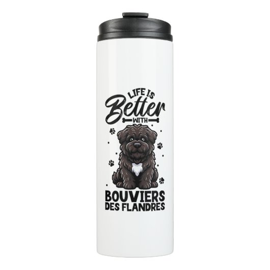 Das beste Leben für Bouvier des Flandres Thermosbecher (Vorderseite)