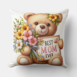Das "Beste Mama aller Zeiten" Teddy Throw Kissen