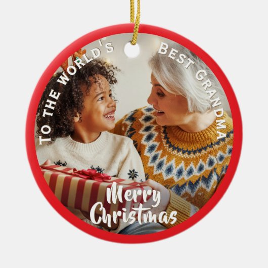 Das beste Oma Custom Foto der Welt Weihnachten Keramik Ornament (Vorne)