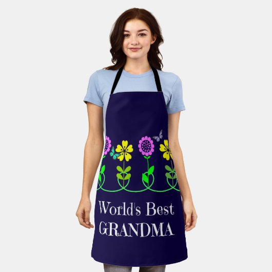 Das beste Oma der Welt, Grafikdesign und Blumendes Schürze (Getragen)