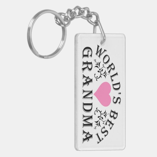 Das beste Oma Rosa Herz der Welt Schlüsselanhänger (Vorderseite links)