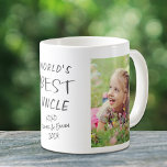 Das beste Onkel-Foto der Welt Kaffeetasse<br><div class="desc">Feiern Sie einen geliebten Onkel mit dieser maßgeschneiderten Tasse mit "World's Best Oncle",  zwei Fotos Nichten und Neffen und ihren Namen.</div>