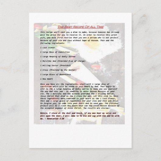 Das beste Rezept für alle Zeiten - Gospeltracker Postkarte (Vorderseite)