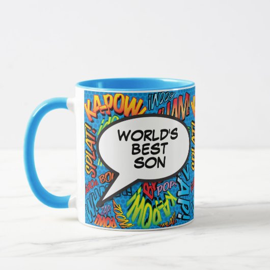 Das beste Son Fun Retro Comic Book Blue Tasse (Links)