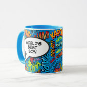 Das beste Son Fun Retro Comic Book Blue Tasse (Vorderseite Links)