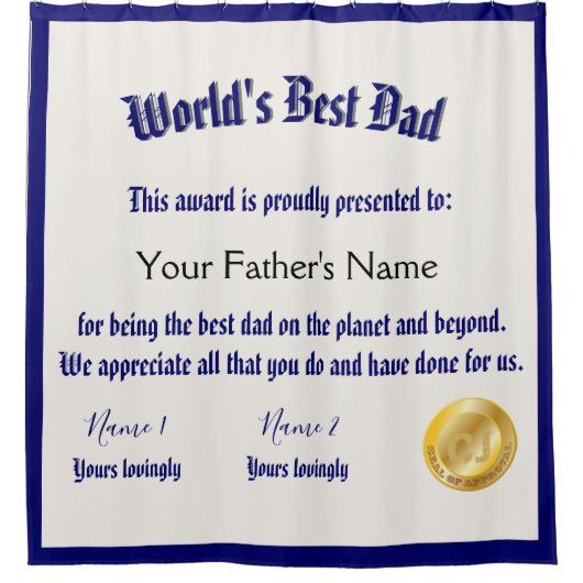 Das beste Vater-Zertifikat der modernen Funny Worl Duschvorhang (Vorderseite)
