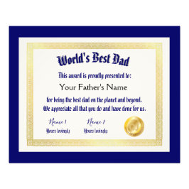 Das beste Vater-Zertifikat der modernen Funny Worl Fotodruck