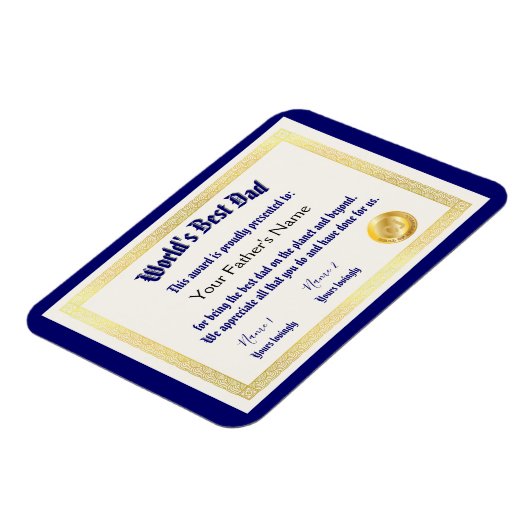 Das beste Vater-Zertifikat der modernen Funny Worl Magnet (Linke Seite)