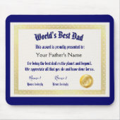 Das beste Vater-Zertifikat der modernen Funny Worl Mousepad (Vorne)